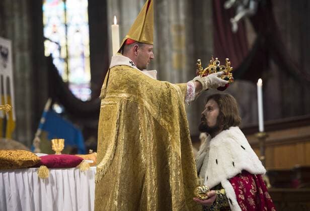 A re-enactment of the coronation of Charles IV (1316-1378) as king of Bohemia was staged in Prague s St Vitus Cathedral, Prague, Czech Republic, September 4, 2016 at the close of two-day festivity the City of Prague and Charles University jointly organised to mark the Holy Roman emperor s 700th birth anniversary. (CTKxPhoto KaterinaxSulova) CTKPhotoP201609040402201  suk17