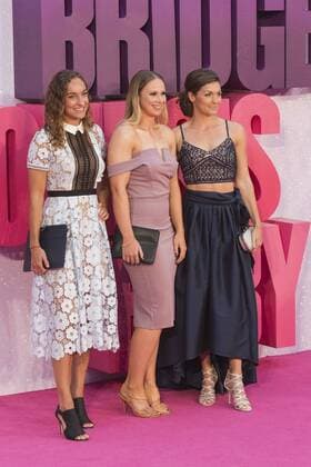 London, UK. 5 September 2016. Emily Diamond, Sophie Hitchon and Kelly Massey. VIP red carpet arrivals for the World Premiere of the movie Bridget Jones s Baby in Leicester Square, London. Bridget Jones s Baby, World Premiere, London, UK