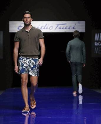 A model presents the creations of the firm Emidio Tucci during the alternative catwalk MFSHOW MEN, that will present the trends in men s fashion for the upcoming spring summer, at Museo del Traje in Madrid, Spain, 06 September 2016. MFSHOW MEN CATWALK !ACHTUNG: NUR REDAKTIONELLE NUTZUNG!  MAD001 20160906-636087982744352212