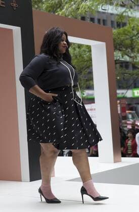 US: New York fashion week Ashley Nell Tipton show Model walks runway for women plus-size collection by Ashley Nell Tipton presented by JCPenney during New York fashion week ss 2017 at Greeley Square, New York.  LevxRadin