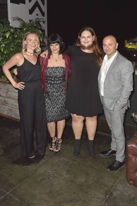 Meg Schmidt, Rachel Hunt, Dakota the Bearded Lady und Bert Rotundo bei der After-Party der Weltpremiere der Sci-Fi Parodie Unbelievable!!!!! im Ohm Nightclub. Los Angeles, 07.09.2016 Foto:xD.xStarbuckx xFuturexImage