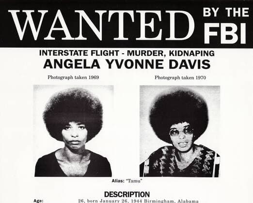IMAGO History, U.S. Bürgerrechtsbewegung: 1954-1968 FBI Wanted poster for Angela Davis. Angela Yvonne Davis (born January 26, 1944) is an American political activist, scholar, and author. She emerged as a prominent counterculture activist and radical in the 1960s as a leader of the Communist Party USA, and had close relations with the Black Panther Party through her involvement in the Civil Rights Movement, although she was never a party member. WHA  !ACHTUNG AUFNAHMEDATUM GESCHÄTZT! Copyright: WHA UnitedArchivesWHA_067_0972
