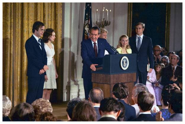 President Richard Nixon announces his resignation as President of the USA in 1974 following the Watergate scandal WHA  !ACHTUNG AUFNAHMEDATUM GESCHÄTZT! Copyright: WHA UnitedArchivesWHA_068_0709