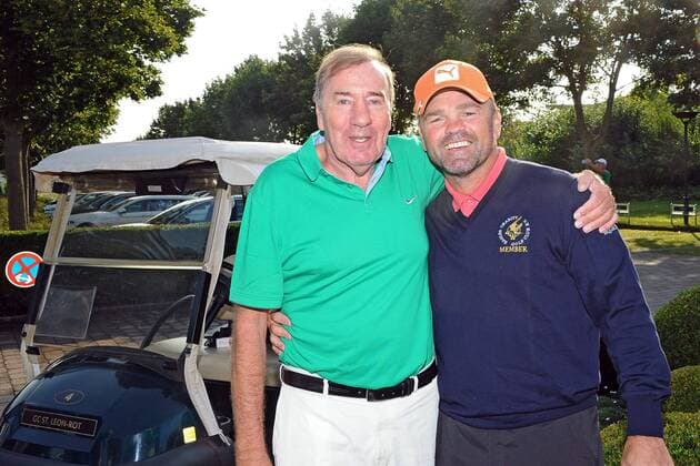 5. Aktion Kinderträume Golf Cup . Frank Fleschenberg ( Präsident Eagles Charity Golf Club e.V. ) und Sven Ottke anläßlich des 5. Aktion Kinderträume Golf Cup am 09.09.2016 in St. Leon-Rot.