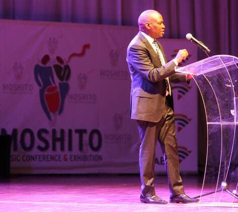 Moshito Music Conference and Exhibition at SABC JOHANNESBURG, SOUTH AFRICA ? SEPTEMBER 08: SABC COO Hlaudi Motsoeneng speaks during the Moshito Music Conference and Exhibition at the SABC on September 08, 2016 in Johannesburg, South Africa. Speaking during the conference, Motsoeneng promised to do root out corruption at the corporation. ( Gallo00060969