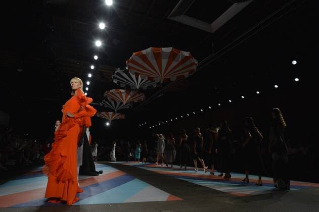 Models pose during the finale on the runway at the Christian Siriano show during New York Fashion Week: At Artbeam in New York City on September 10, 2016.  NYP201610010022 ANDREAxHANKS