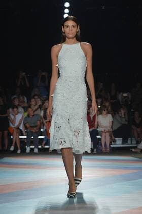 A model walks on the runway at the Christian Siriano show during New York Fashion Week: At Artbeam in New York City on September 10, 2016.  NYP201610010004 ANDREAxHANKS