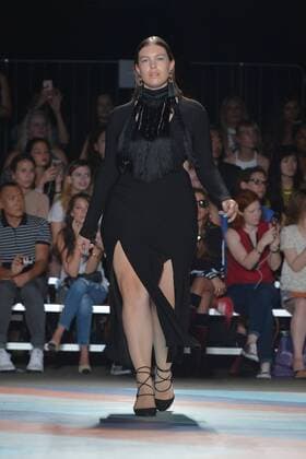 A model walks on the runway at the Christian Siriano show during New York Fashion Week: At Artbeam in New York City on September 10, 2016.  NYP201610010014 ANDREAxHANKS