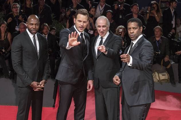 Antoine Fuqua, Chris Pratt, Walter Mirisch und Denzel Washington bei der Premiere von The Magnificent Seven Die glorreichen Sieben auf der Biennale di Venezia 2016 73. Internationale Filmfestspiele von Venedig, 10.09.2016 Foto:xDaziramx xFuturexImage
