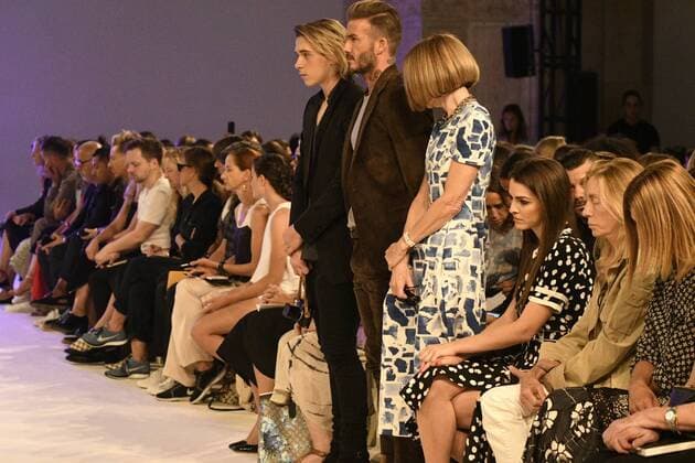 . 11 09 2016. New York , United States. David Beckham, his son Brooklyn and Anna Wintour stand during a minutes silence for the anniversary of 9 11 at Victoria Beckham s show at New York Fashion Week.  xi-Imagesx IIM-13417-0002
