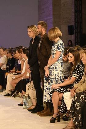 . 11 09 2016. New York , United States. David Beckham, his son Brooklyn and Anna Wintour stand during a minutes silence for the anniversary of 9 11 at Victoria Beckham s show at New York Fashion Week.  xi-Imagesx IIM-13417-0005