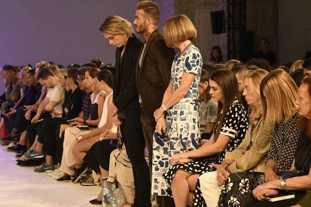 . 11 09 2016. New York , United States. David Beckham, his son Brooklyn and Anna Wintour stand during a minutes silence for the anniversary of 9 11 at Victoria Beckham s show at New York Fashion Week.  xi-Imagesx IIM-13417-0006