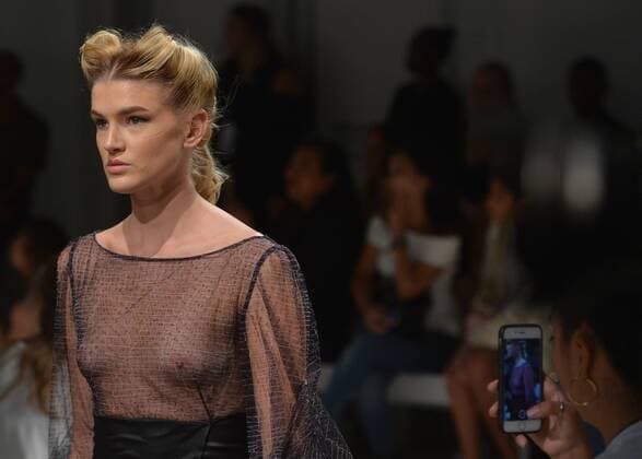 A model walks on the runway at the Irina Vitjaz show during New York Fashion Week in New York City on September 12, 2016. The show is at The Gallery, Skylight Clarkson Square.  NYP20160912206 ANDREAxHANKS