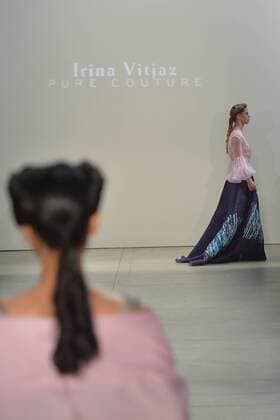 A model walks on the runway at the Irina Vitjaz show during New York Fashion Week in New York City on September 12, 2016. The show is at The Gallery, Skylight Clarkson Square.  NYP201609122011 ANDREAxHANKS