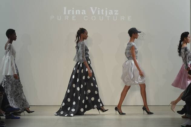 Models walk on the runway at the Irina Vitjaz show during New York Fashion Week in New York City on September 12, 2016. The show is at The Gallery, Skylight Clarkson Square.  NYP201609122012 ANDREAxHANKS
