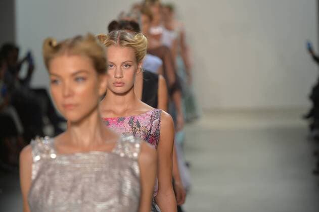 Models walk on the runway at the Irina Vitjaz show during New York Fashion Week in New York City on September 12, 2016. The show is at The Gallery, Skylight Clarkson Square.  NYP201609122013 ANDREAxHANKS