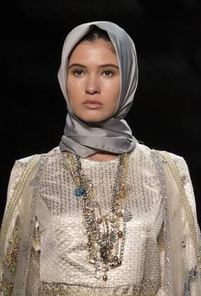 New York Fashion Week - Anniesa Hasibuan Model walks runway for Anniesa Hasibuan collection during New York Fashion week at Moynihan station  LevxRadin