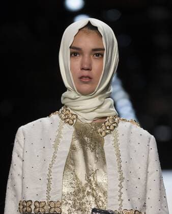 New York Fashion Week - Anniesa Hasibuan Model walks runway for Anniesa Hasibuan collection during New York Fashion week at Moynihan station  LevxRadin