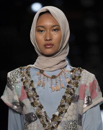 New York Fashion Week - Anniesa Hasibuan Model walks runway for Anniesa Hasibuan collection during New York Fashion week at Moynihan station  LevxRadin