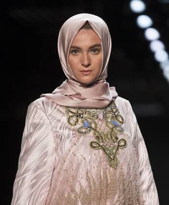 New York Fashion Week - Anniesa Hasibuan Model walks runway for Anniesa Hasibuan collection during New York Fashion week at Moynihan station.  LevxRadin