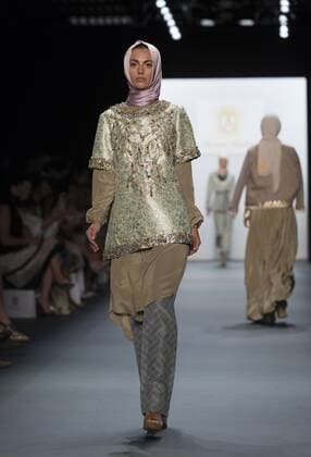 New York Fashion Week - Anniesa Hasibuan Model walks runway for Anniesa Hasibuan collection during New York Fashion week at Moynihan station  LevxRadin