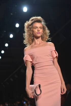 New York Fashion Week - Chiara Boni A model walks on the runway at the Chara Boni La Petite Robe show during New York Fashion Week: The Shows at The Dock, Skylight at Moynihan Station in New York City on September 13, 2016.  NYP201613020015 ANDREAxHANKS
