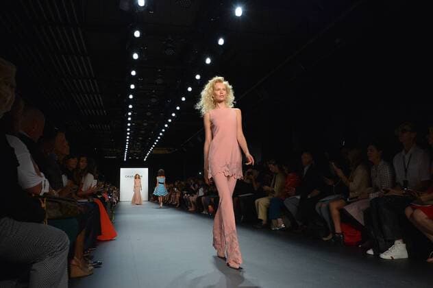 New York Fashion Week - Chiara Boni A model walks on the runway at the Chara Boni La Petite Robe show during New York Fashion Week: The Shows at The Dock, Skylight at Moynihan Station in New York City on September 13, 2016.  NYP201613020020 ANDREAxHANKS