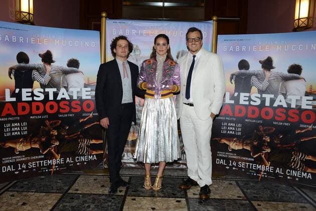 Milan, before the film Summer on him by GabrieleMuccino. pictured: Brando Pacitto, Matilda Lutz Gabriele Muccino  Copyright: xManuelexMangiarottix