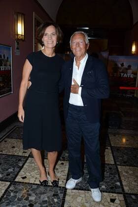 Milan, before the film Summer on him by GabrieleMuccino. pictured: Giorgio Armani and Roberta Armani  Copyright: xManuelexMangiarottix