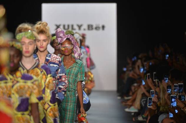 Models walk on the runway at the XULY.B?t show during New York Fashion Week: The Shows at The Dock, Skylight at Moynihan Station in New York City on September 14, 2016.  NYP201614020045 ANDREAxHANKS