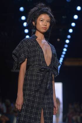 A model walks on the runway at the Runa Ray show during New York Fashion Week: The Shows at The Dock, Skylight at Moynihan Station in New York City on September 14, 2016.  NYP201614020056 ANDREAxHANKS