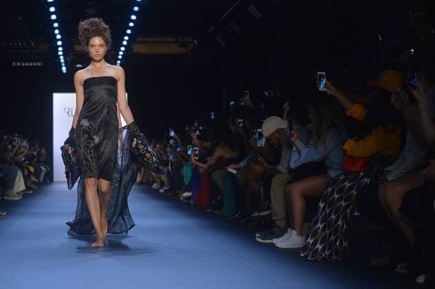 A model walks on the runway at the Runa Ray show during New York Fashion Week: The Shows at The Dock, Skylight at Moynihan Station in New York City on September 14, 2016.  NYP201614020062 ANDREAxHANKS