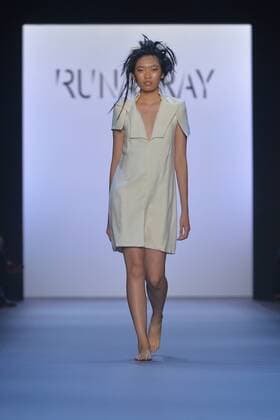 A model walks on the runway at the Runa Ray show during New York Fashion Week: The Shows at The Dock, Skylight at Moynihan Station in New York City on September 14, 2016.  NYP201614020051 ANDREAxHANKS