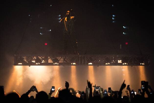 September 14, 2016 - Florida, U.S. - LOREN ELLIOTT Times .Kanye West performs on a hanging stage during a Saint Pablo Tour stop at Amalie Arena in Tampa, Fla., on Wednesday, Sept. 14, 2016. U.S. - ZUMAs70_