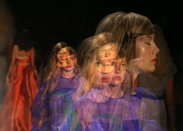 (160914) -- NEW YORK, Sept. 14, 2016 -- The multiple exposure photo shows models display creations of Bibhu Mohapatra 2017 Spring Summer collection during the New York Fashion Week in New York, the United States, on Sept. 14, 2016. ) U.S.-NEW YORK-FASHION-BIBHU MOHAPATRA QinxLang 