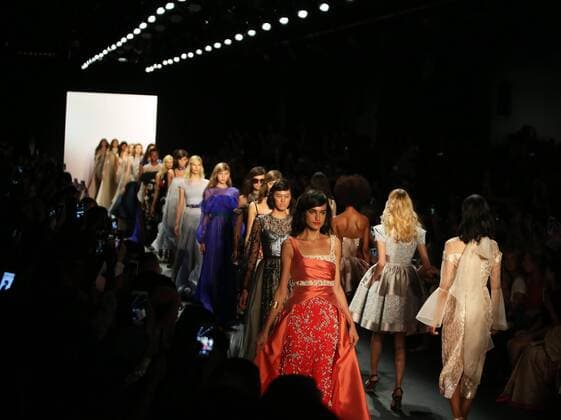 (160914) -- NEW YORK, Sept. 14, 2016 -- Models display creations of Bibhu Mohapatra 2017 Spring Summer collection during the New York Fashion Week in New York, the United States, on Sept. 14, 2016. ) U.S.-NEW YORK-FASHION-BIBHU MOHAPATRA QinxLang 