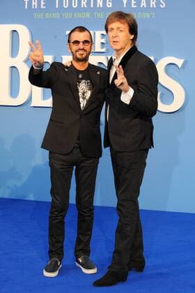 English pop singer-songwriters Paul McCartney and Ringo Starr attending the world premiere of The Beatles: Eight Days A Week documentary, held at London s Odeon Cinema Leicester Square. SEPTEMBER 15th 2016  TSTx162987