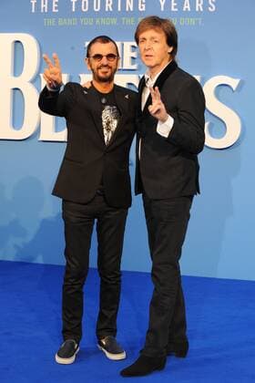 English pop singer-songwriters Paul McCartney and Ringo Starr attending the world premiere of The Beatles: Eight Days A Week documentary, held at London s Odeon Cinema Leicester Square. SEPTEMBER 15th 2016  TSTx162987