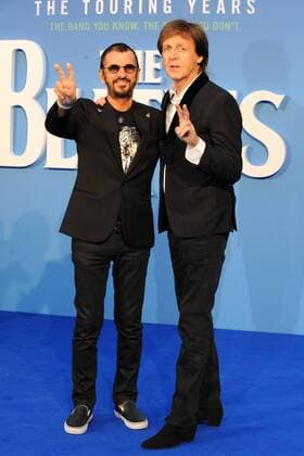 English pop singer-songwriters Paul McCartney and Ringo Starr attending the world premiere of The Beatles: Eight Days A Week documentary, held at London s Odeon Cinema Leicester Square. SEPTEMBER 15th 2016  TSTx162987
