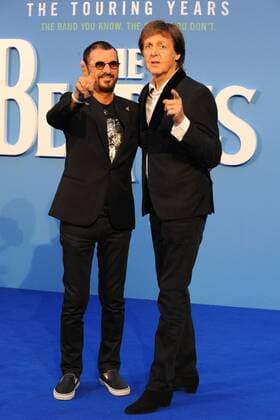 English pop singer-songwriters Paul McCartney and Ringo Starr attending the world premiere of The Beatles: Eight Days A Week documentary, held at London s Odeon Cinema Leicester Square. SEPTEMBER 15th 2016  TSTx162987