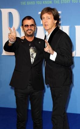 English pop singer-songwriters Paul McCartney and Ringo Starr attending the world premiere of The Beatles: Eight Days A Week documentary, held at London s Odeon Cinema Leicester Square. SEPTEMBER 15th 2016  MESx162992