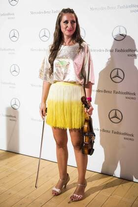 Violinist Elena Mikhailova pose to the media at MBFWM16 in Madrid. September 16, Spain. 2016.  (20160916005)