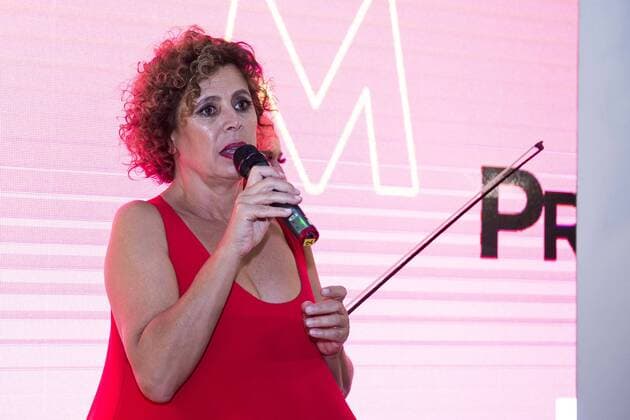 Spanish designer Agatha Ruiz de la Prada present a new hit of violinist Elena Mikhailova and Dj Madison at MBFWM16 in Madrid. September 16, Spain. 2016.  (20160916008)