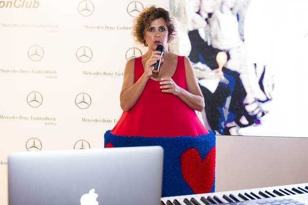 Spanish designer Agatha Ruiz de la Prada present a new hit of violinist Elena Mikhailova and Dj Madison at MBFWM16 in Madrid. September 16, Spain. 2016.  (20160916001)
