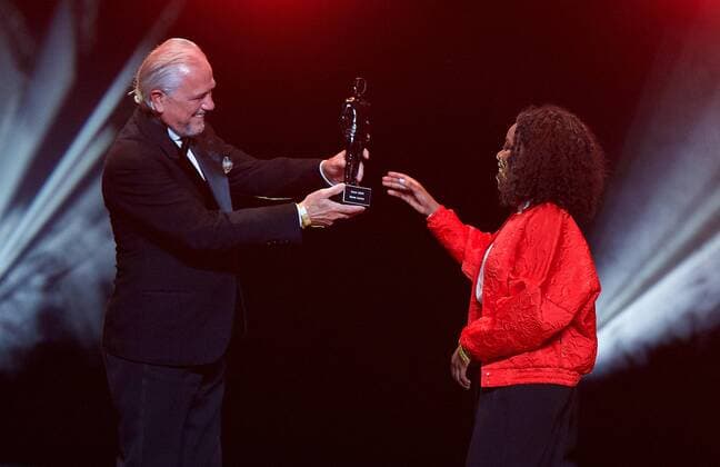 actor Gene Bervoets and Martha Canga Antonio pictured during the award ceremony of the Ensors Flemish film prizes on the closing day of the tenth edition of the Oostende Film festival, Friday 16 September 2016.  NICOLASxMAETERLINCK 04933596