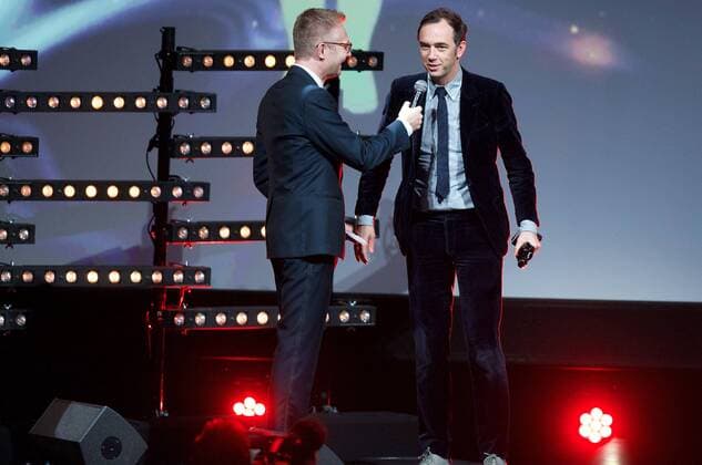 David Dewaele from Soulwax (R) pictured during the award ceremony of the Ensors Flemish film prizes on the closing day of the tenth edition of the Oostende Film festival, Friday 16 September 2016.  NICOLASxMAETERLINCK 04933605