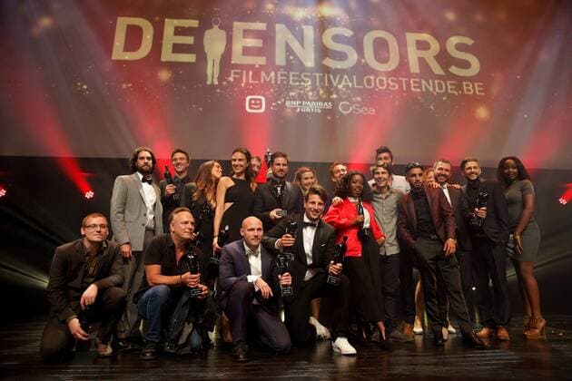 Illustration picture shows, the laureates and of the award ceremony of the Ensors Flemish film prizes on the closing day of the tenth edition of the Oostende Film festival, Friday 16 September 2016.  NICOLASxMAETERLINCK 04933623
