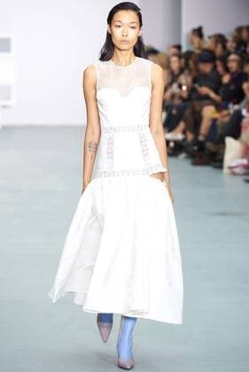 September 16, 2016 - London, England, United Kingdom - A model walks down the runway on the first day of London Fashion Week wearing Teatum Jones Spring Summer 17 collection on Sept 16th 2016. London United Kingdom  - ZUMAn230