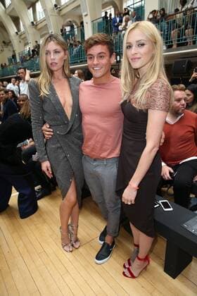 . 17 09 2016. London, United Kingdom. Abbey Clancy , Tom Daly and Fearne Cotton at the Julien Macdonald show at London Fashion Week Spring Summer 2017.  xStephenxLockx xi-Imagesx IIM-13463-0014