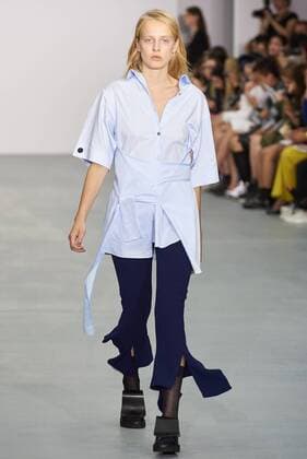 September 17, 2016 - London, United Kingdom - A model walks the runway at the Eudon Choi show during London Fashion Week Spring Summer collections 2016 2017 on September 16, 2016 in London, United Kingdom. London United Kingdom  - ZUMAn230